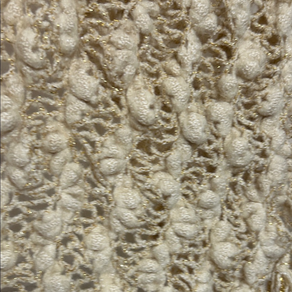 Chunky Knit Cream and Gold Scarf with Metallic Gold Thread approx 46 x 16 - Picture 10 of 11